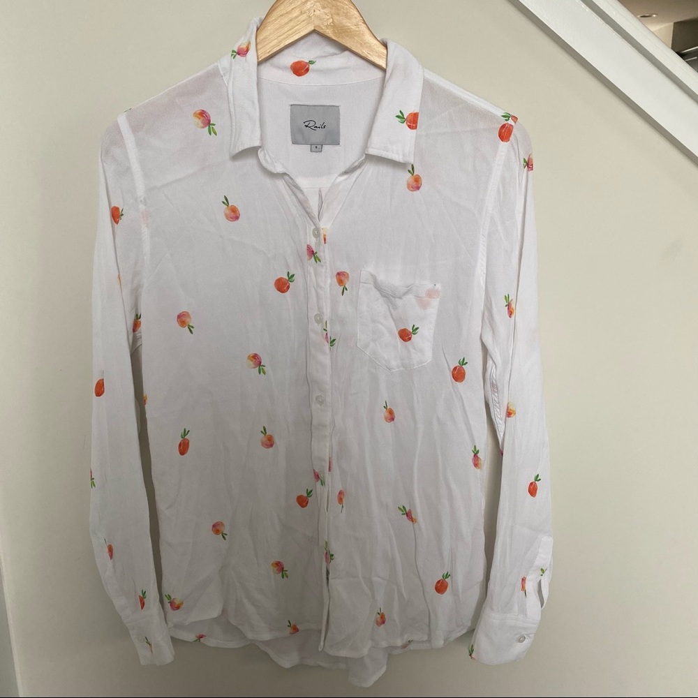 Rails White Button-Down Shirt with Orange Fruit Print
